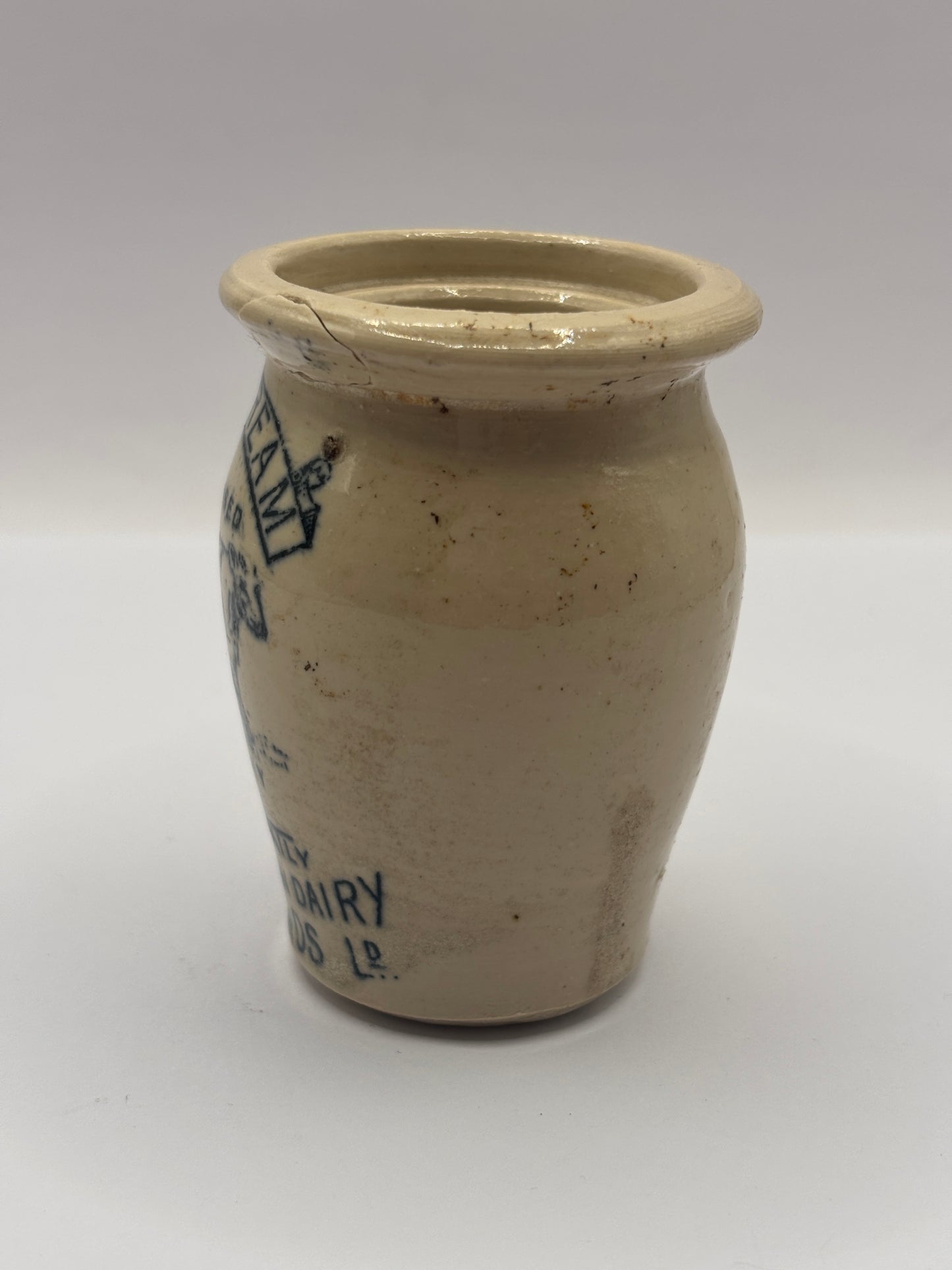 Old advertising cream pot, Woodlands rich cream, healthy pure fresh