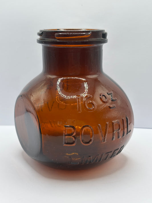 Old 16Oz amber glass Bovril jar