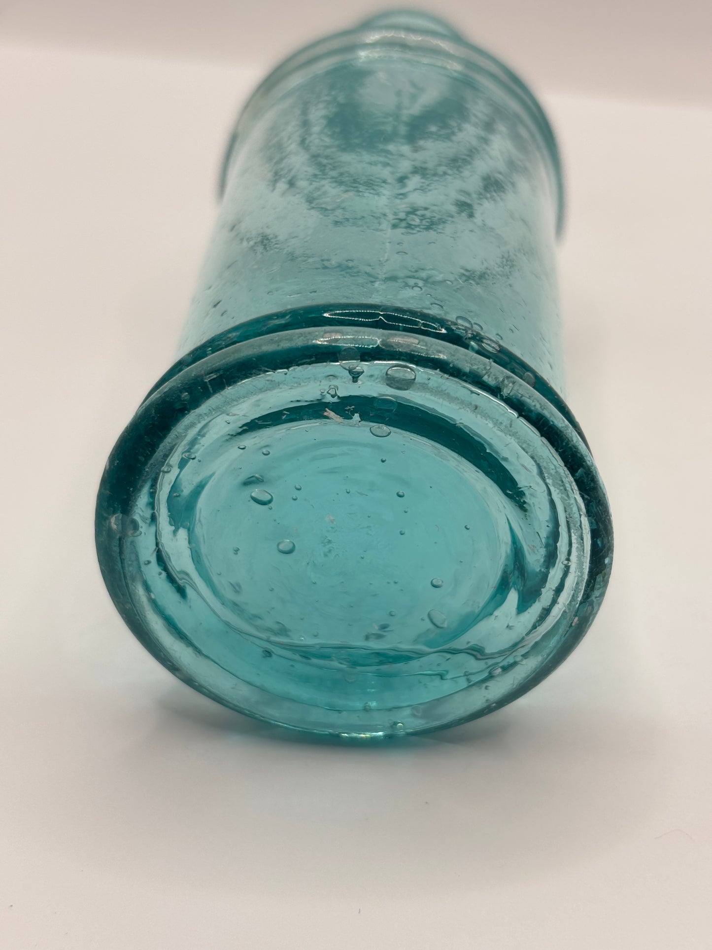 Old tall aqua glass ink, inkwell.