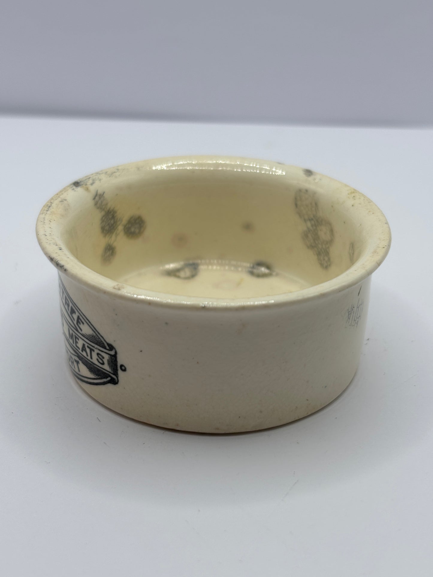 Small Plumtree home potted meats advertising pot