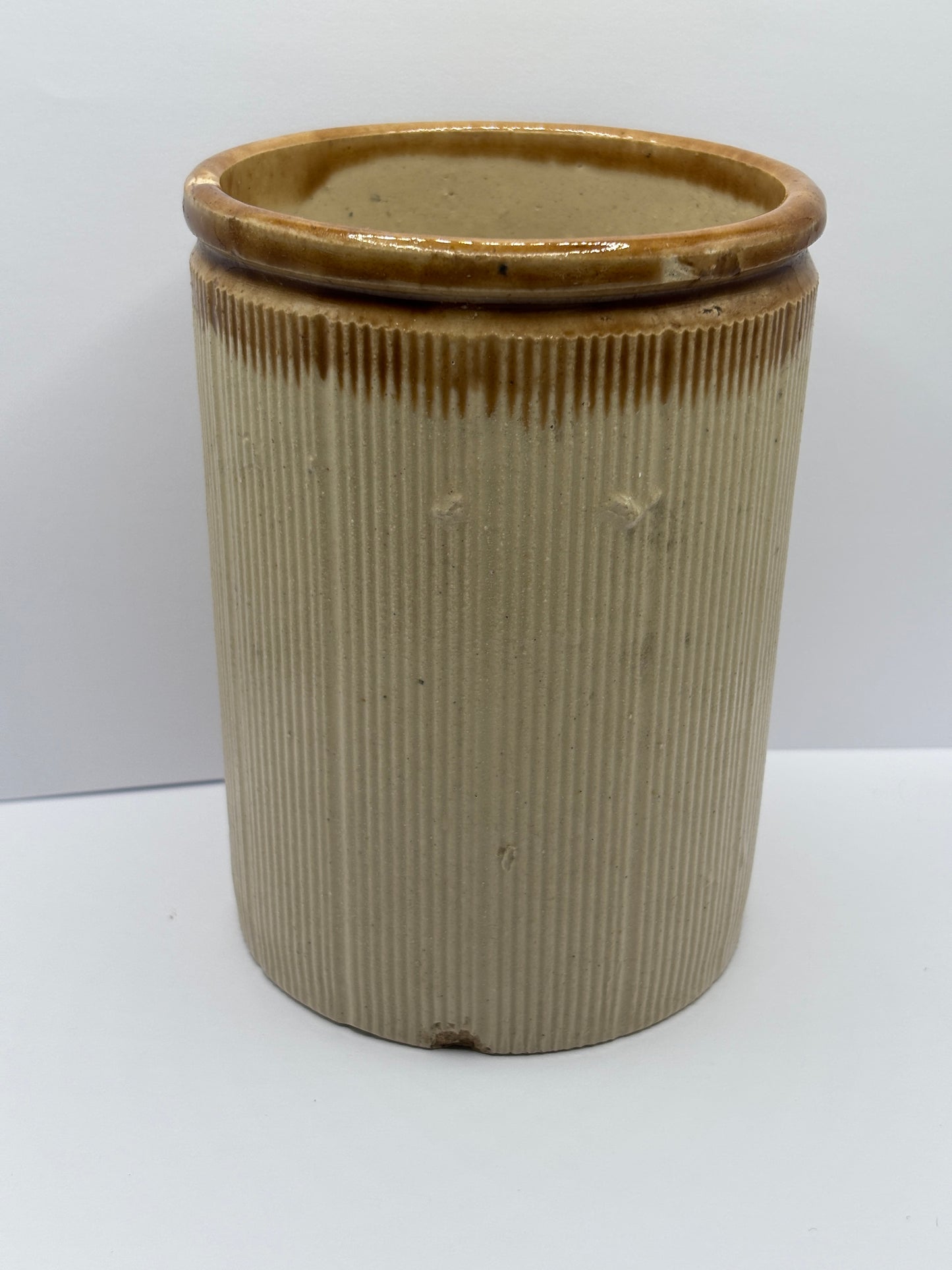 Old 2lb ribbed brown top jam & marmalade pot