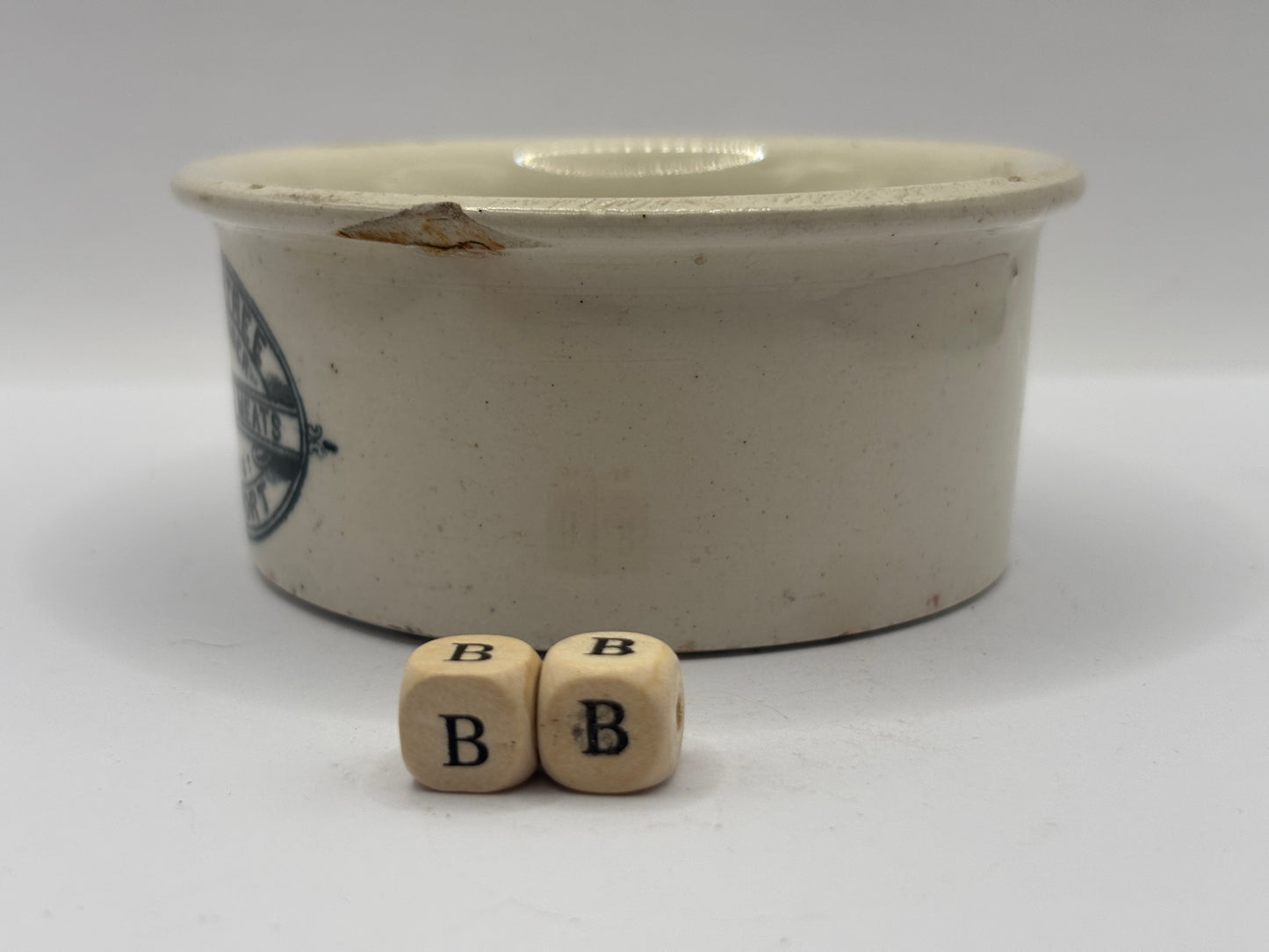 Old Plumtree advertising meat paste pot. Chipped (BB)