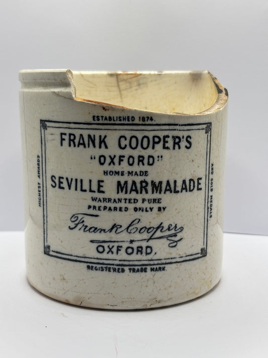 Old 2lb frank cooper marmalade jar, damaged