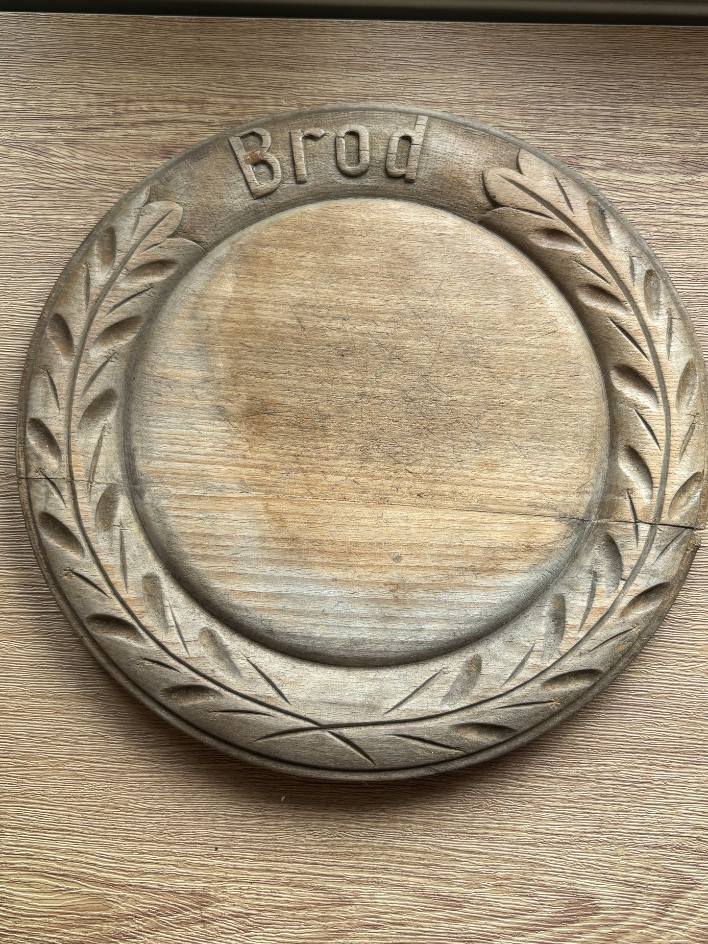 Old carved bread board, Danish/ Scandinavian. Bread/Brod