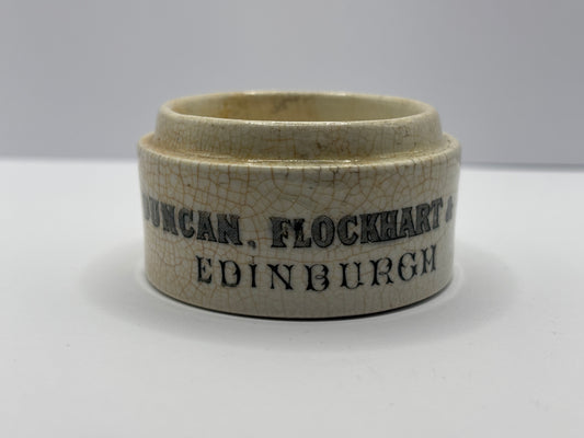 Old Duncan Flockhart advertising chemist base, stained & crazed