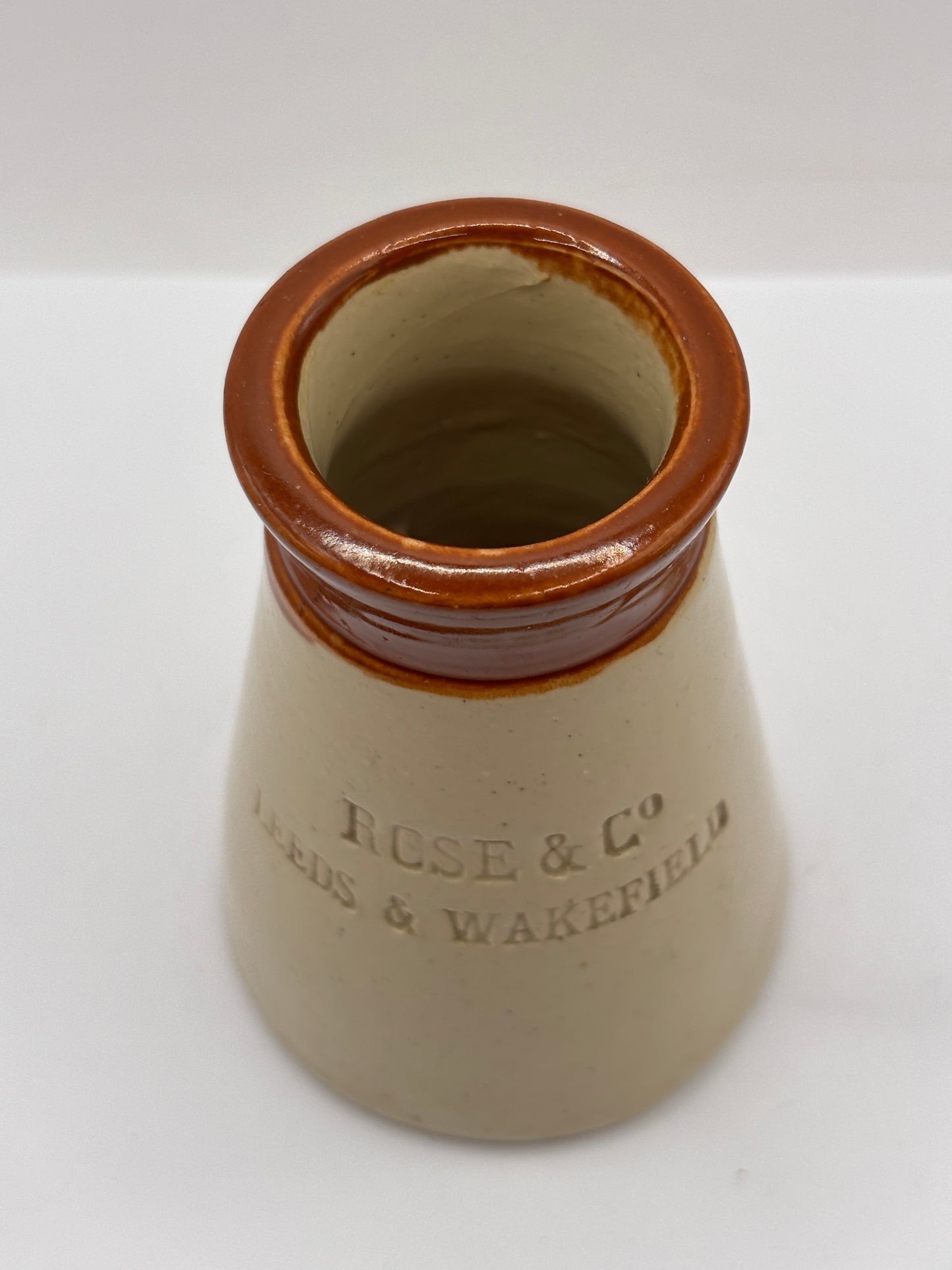 Old advertising cream pot, Rose & Co Leeds