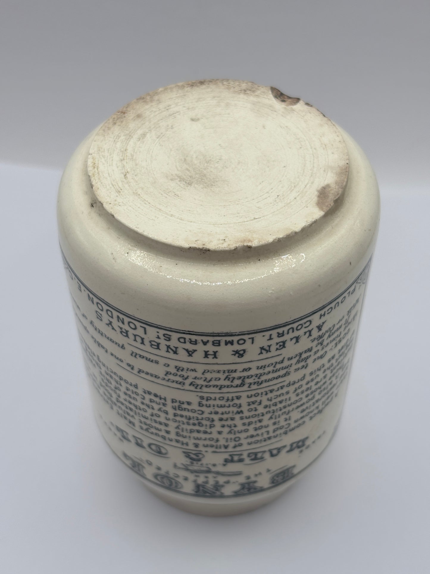 Old advertising jar, Bynol the perfected malt & oil