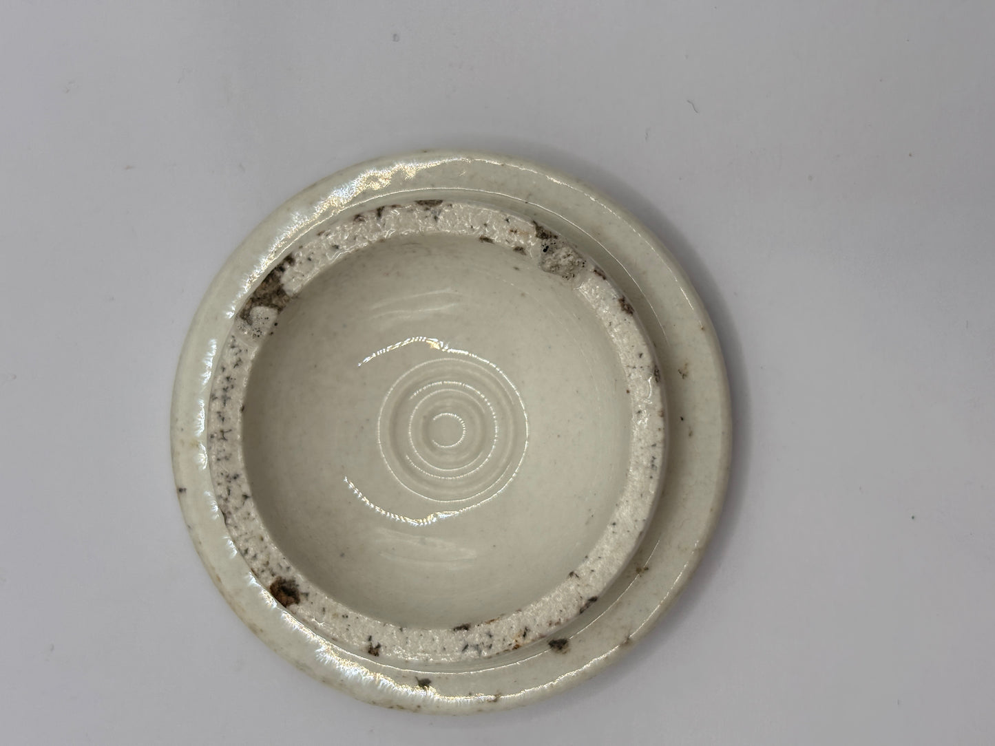 Old Boots cash chemist stoneware lid, chipped