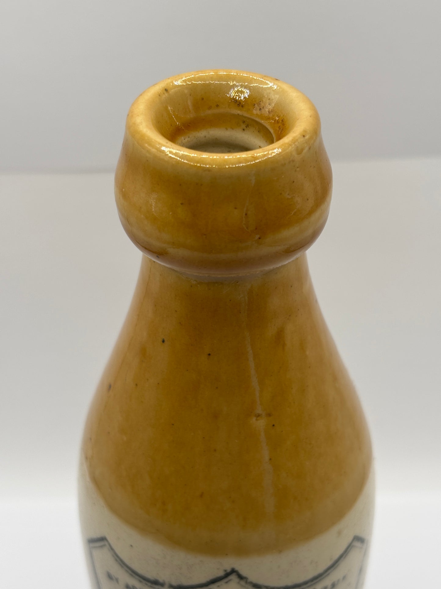 Old stoneware ginger beer bottle, Fermented ginger beer. Duncan Flockhart & Co. Edinburgh