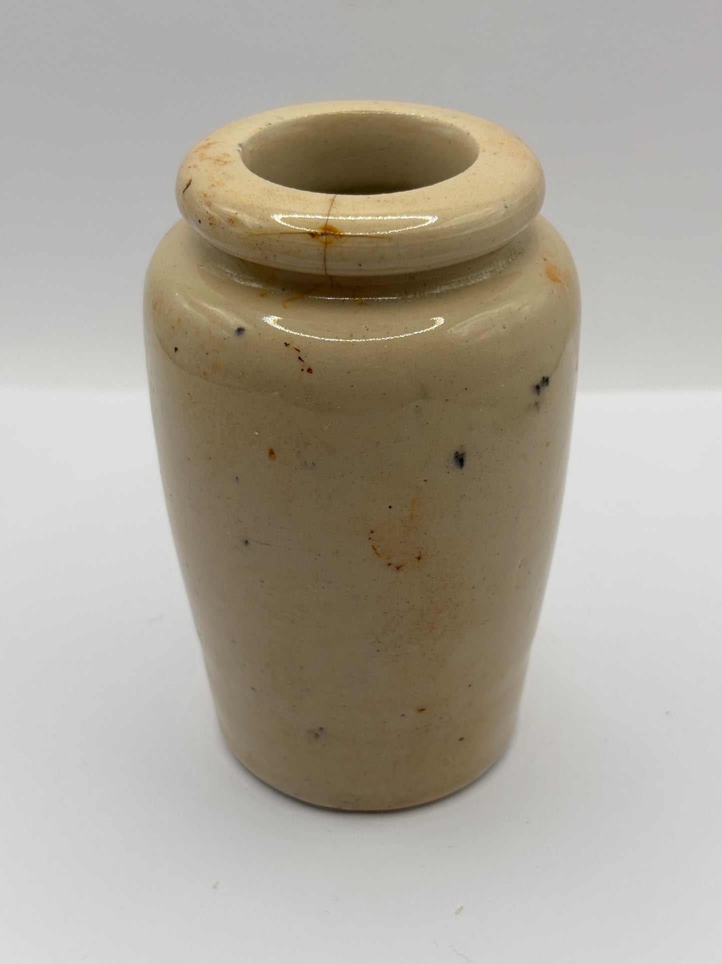 Old advertising cream pot, Dunragit preserved cream. Damaged