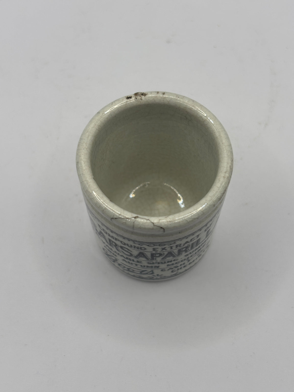 Old small advertising jar, Boots cash chemists, Sarsaparilla