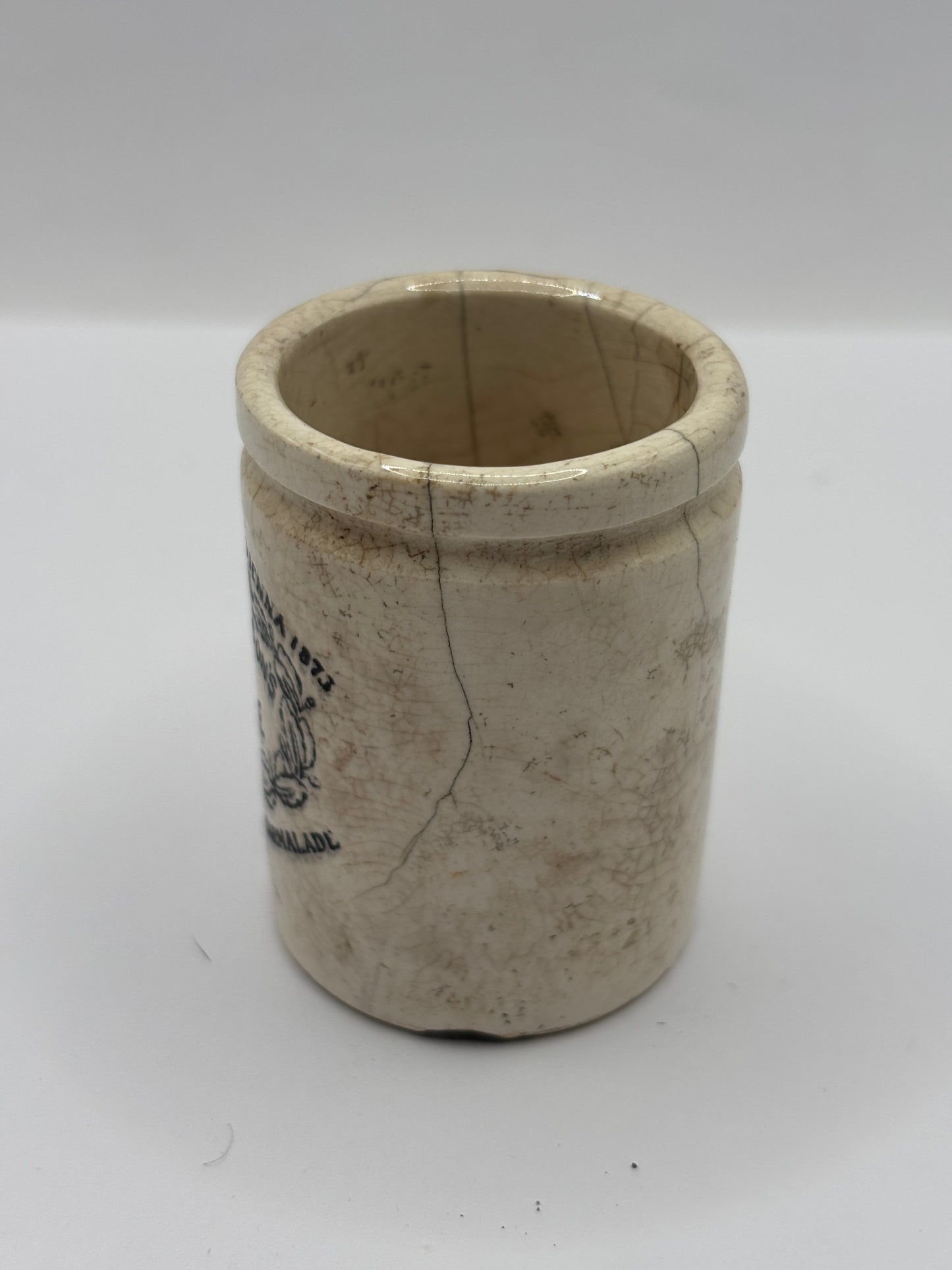 Old miniature James Keiller Dundee marmalade Jar, damaged