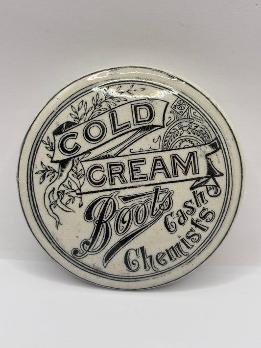 Old advertising lid, Cold cream, Boots cash Chemists