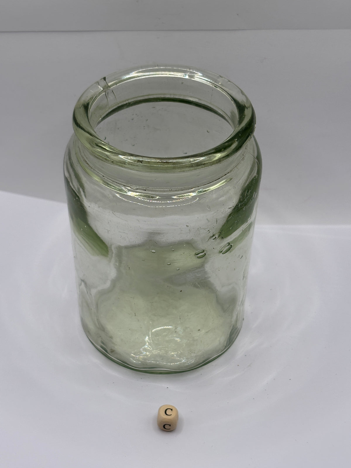 Old aqua glass pickle jar (c)