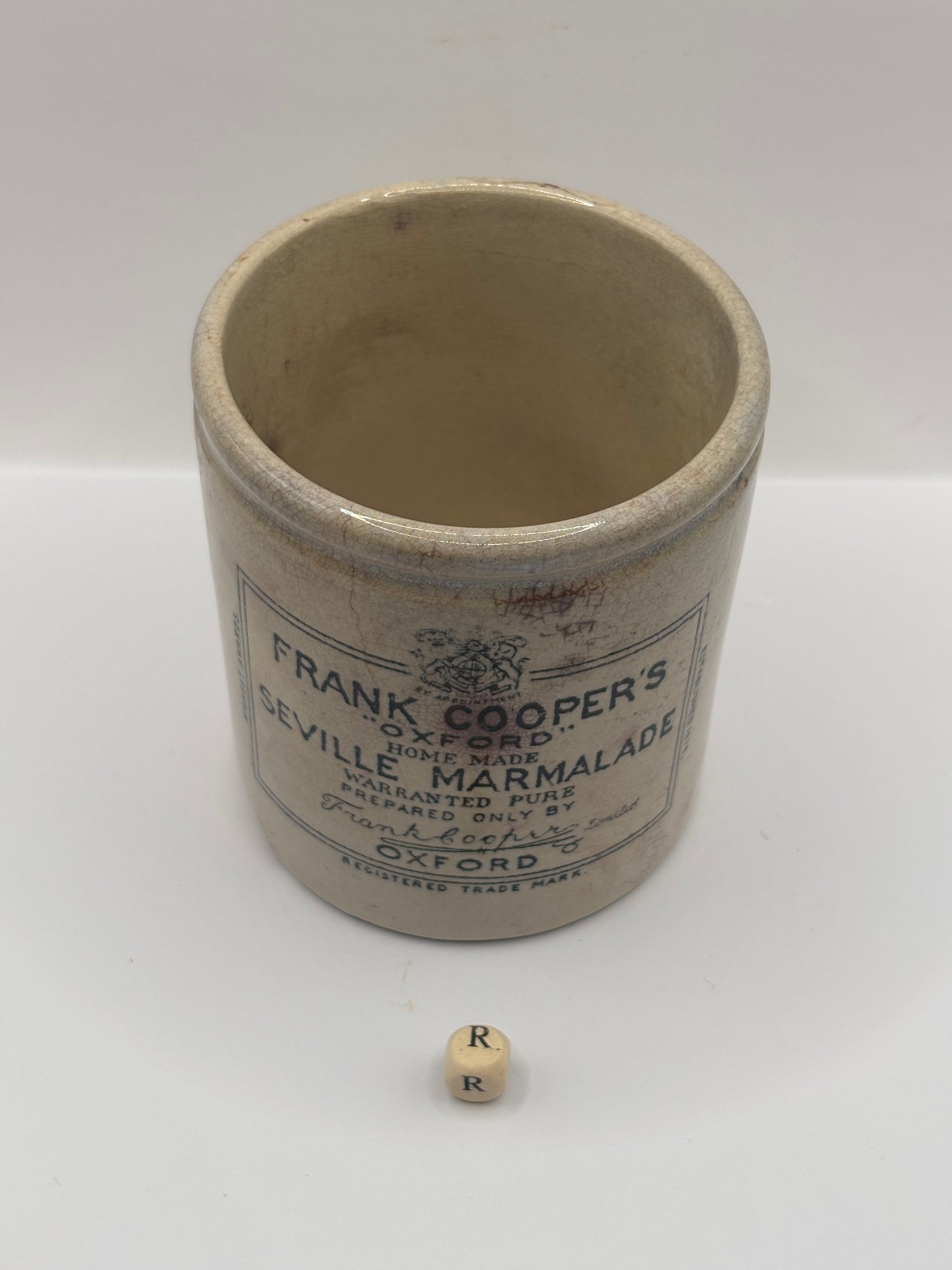 Old 1lb Frank Coopers marmalade jar (R) damaged