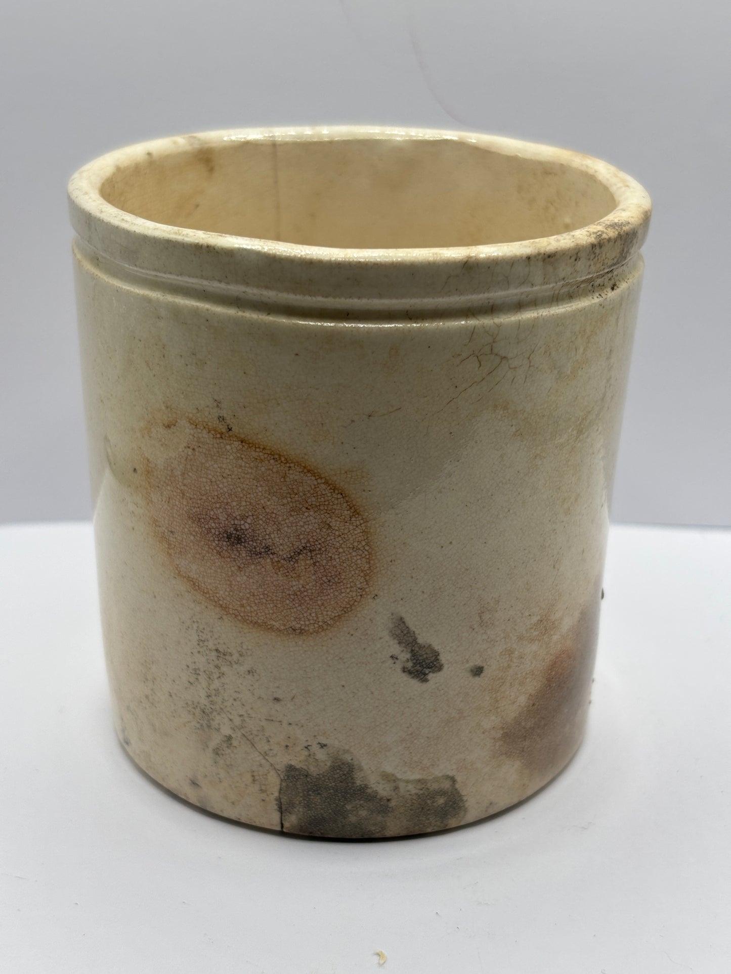 Old early dundee marmalade advertising jar, stained & crazed