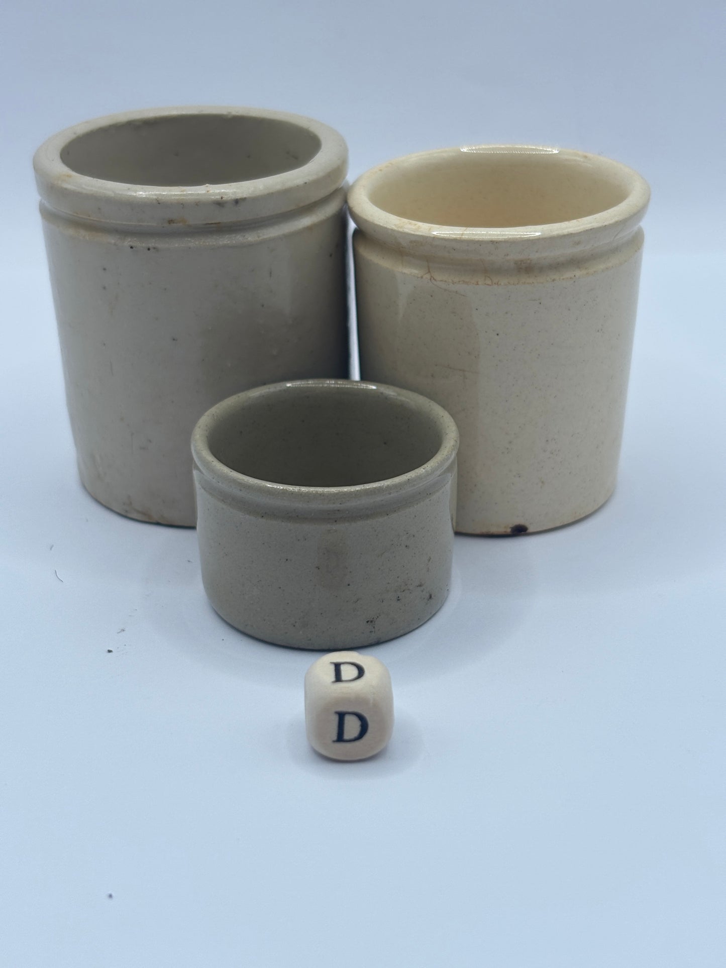 3 old stoneware jars & pots (D)