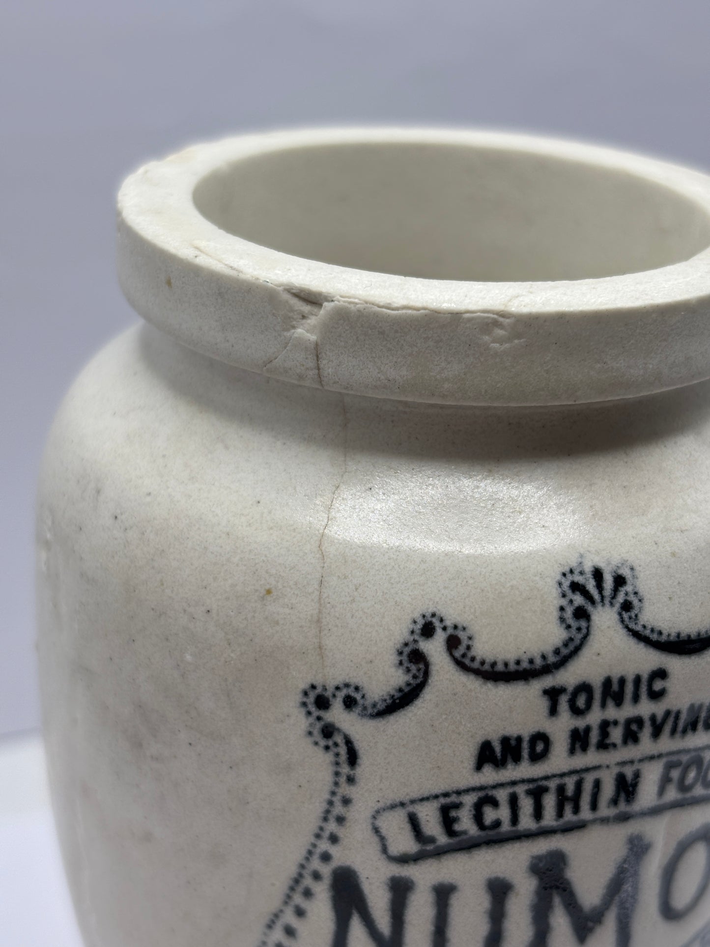 Old numol body builder advertising jar, 13cms