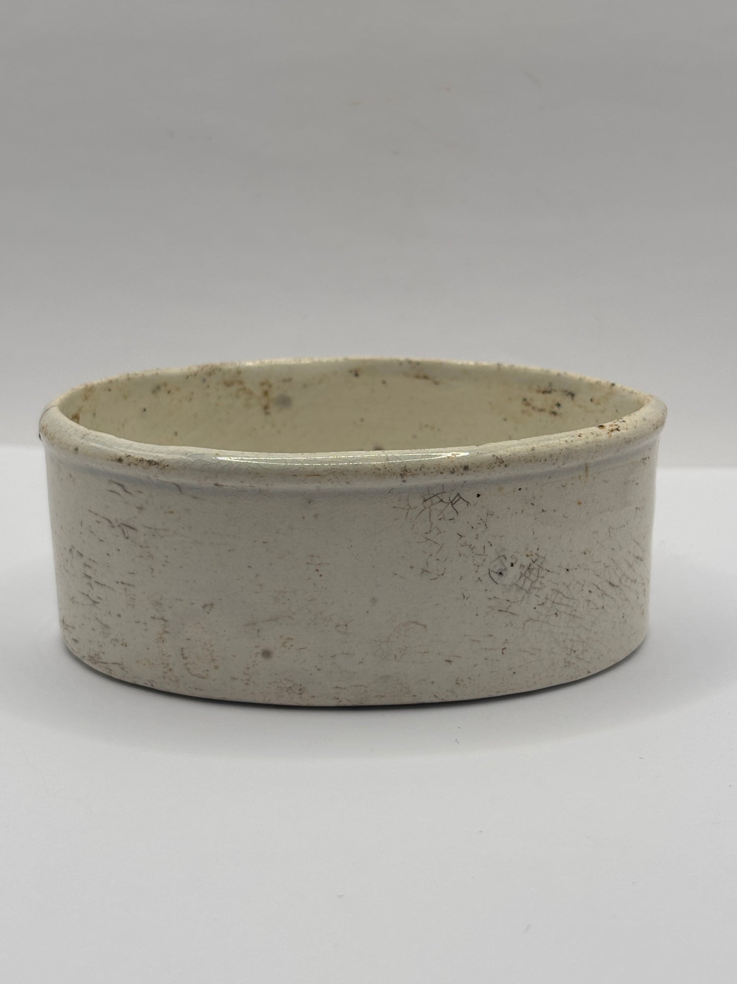 Old oval stoneware meat paste pot, potted meat