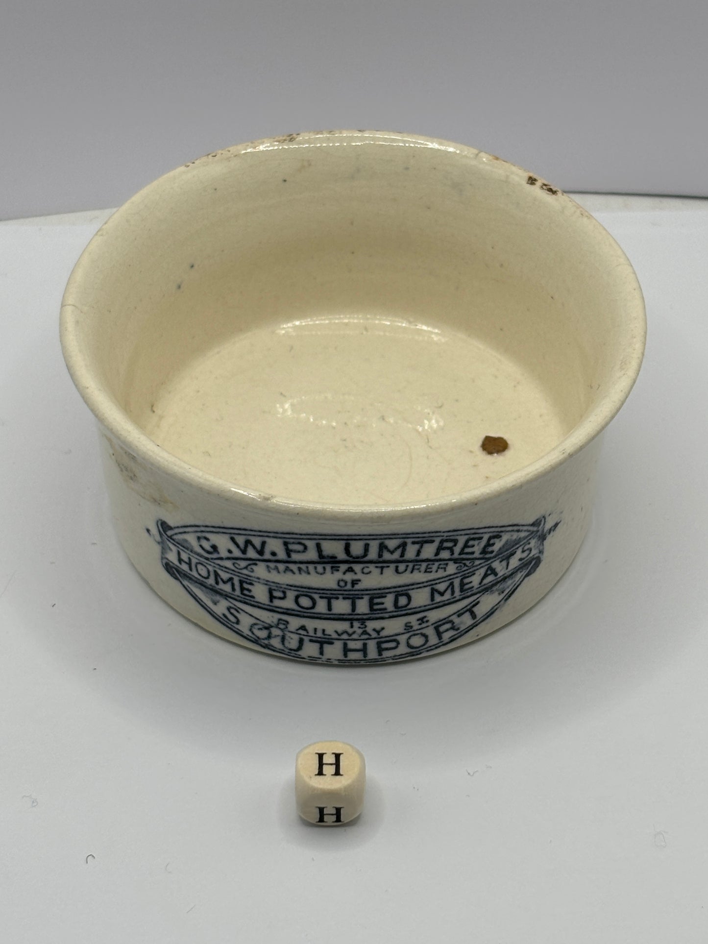 Plumtree home potted meats advertising pot (H)