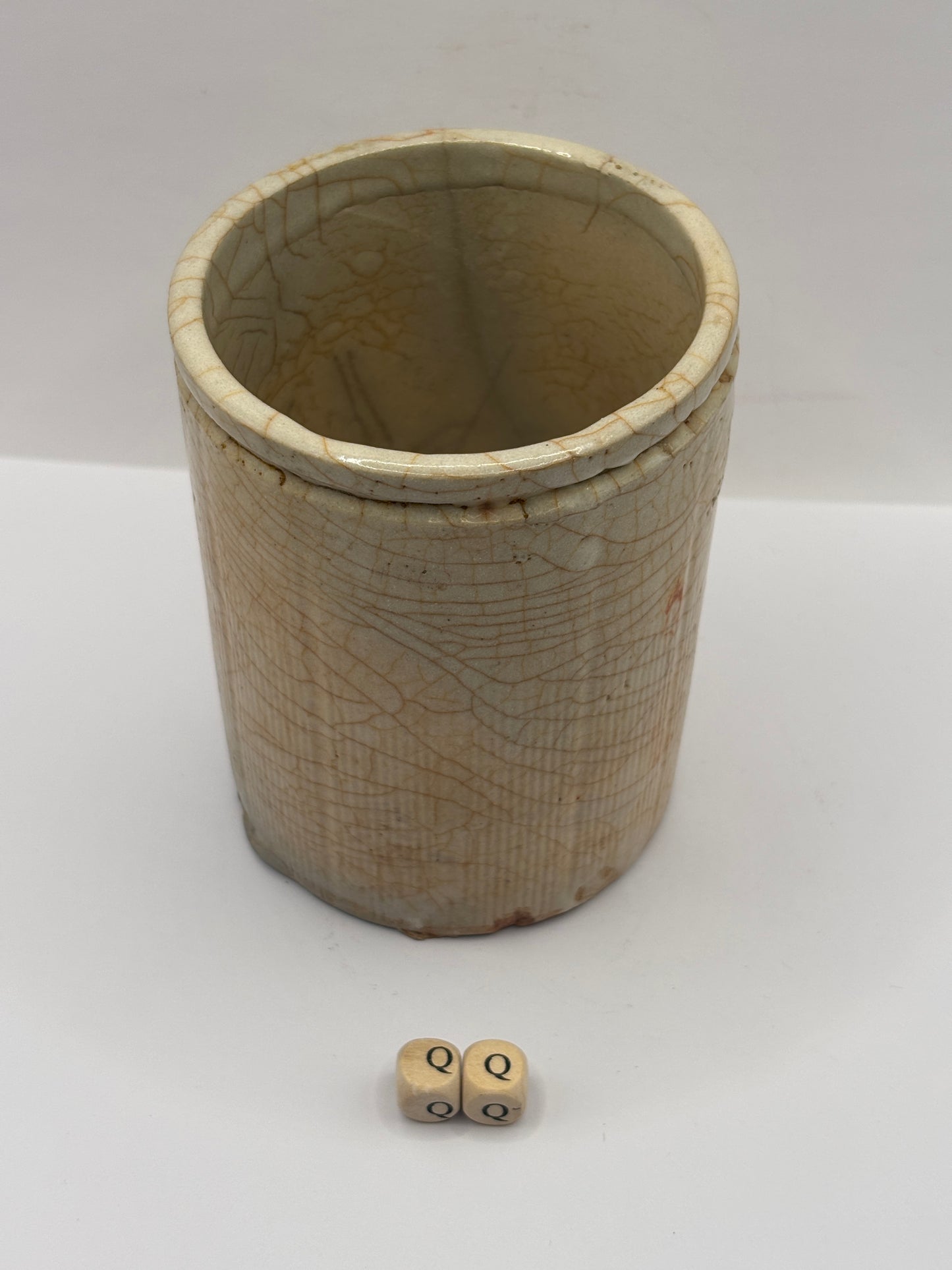Old 1lb ribbed stoneware jam pot (QQ)