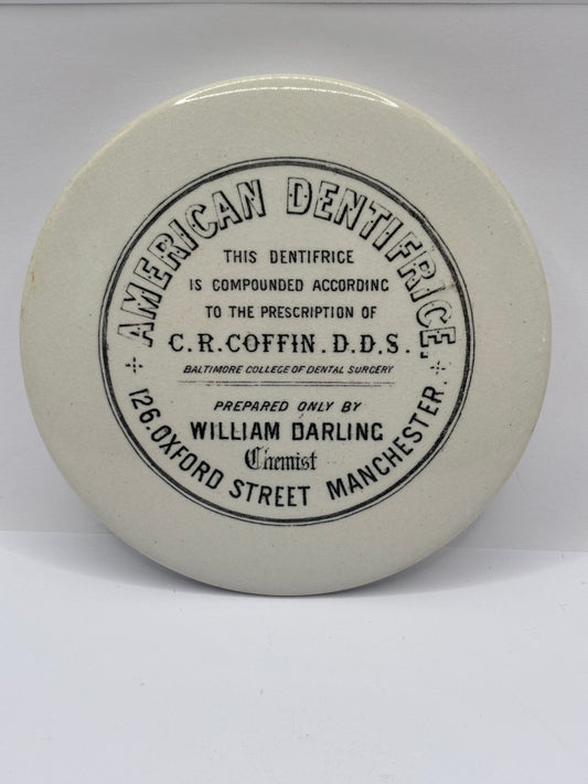 Old advertising lid, large size, American Dentifrice