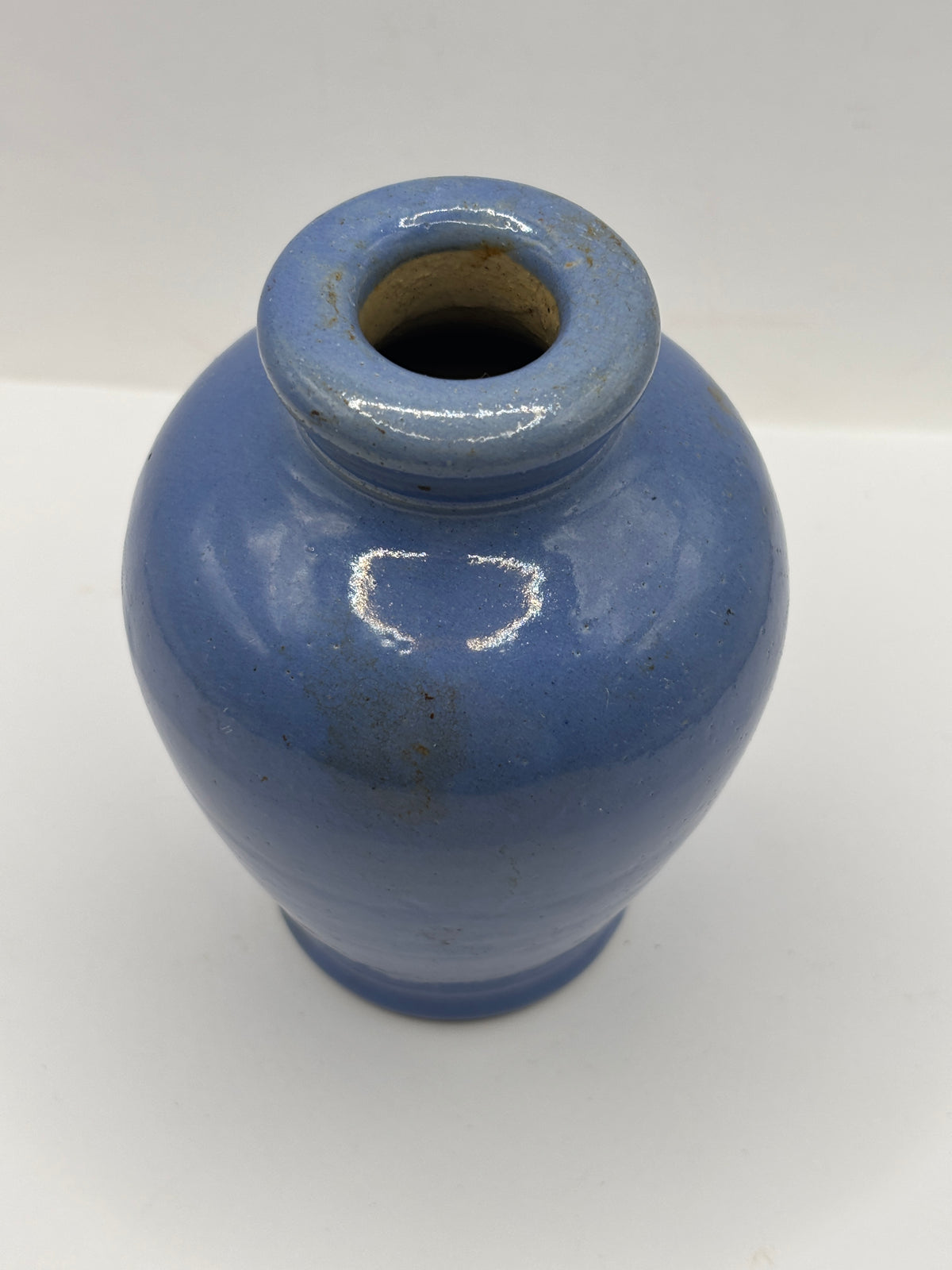 Old blue stoneware jar, Ronuk 11.5cms