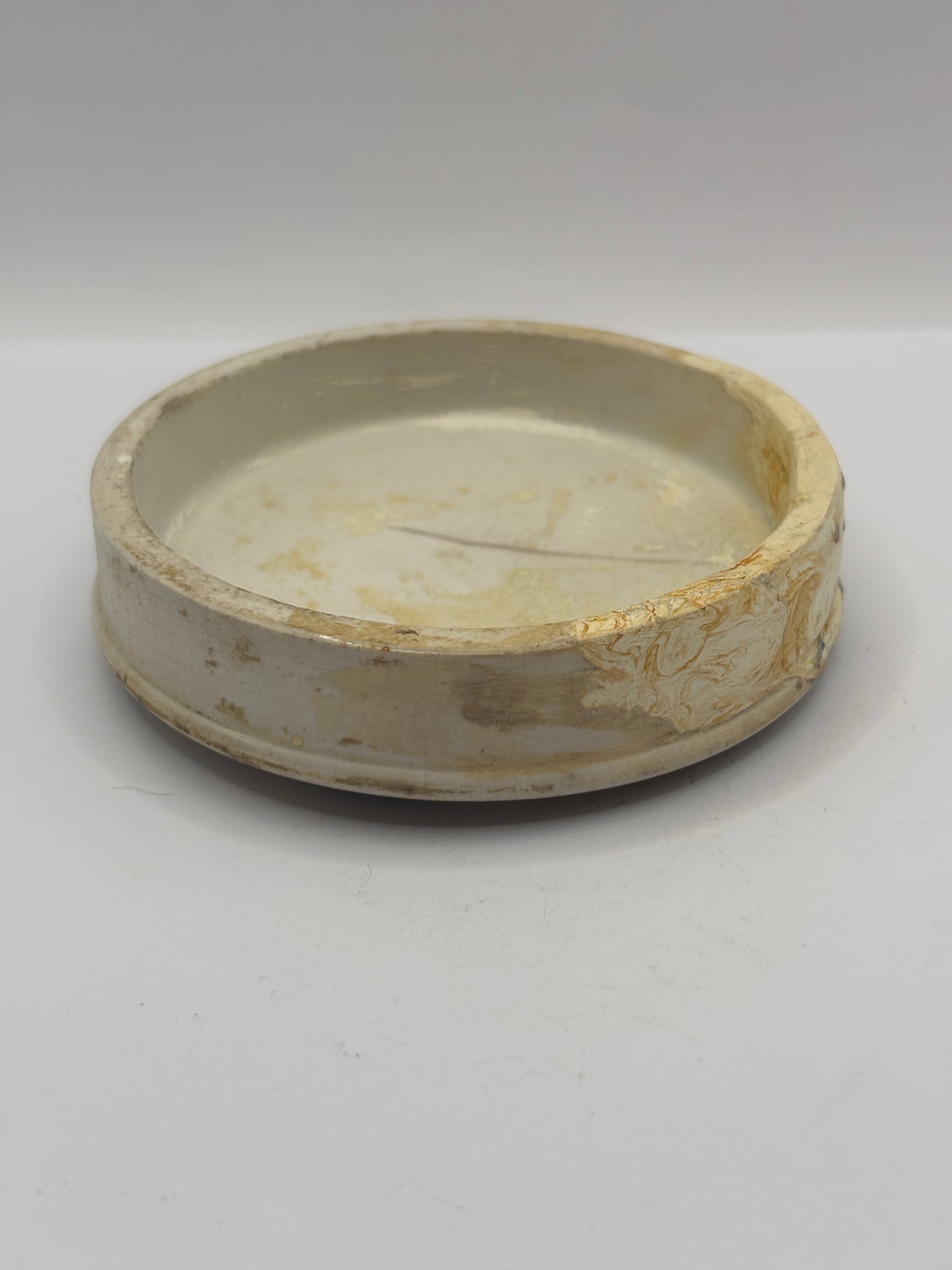 Old advertising lid, CH Jaschkes cold cream. Damaged/repaired
