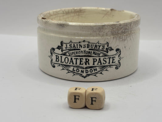Old advertising meat paste pot, J.Sainsburys bloater paste (FF)