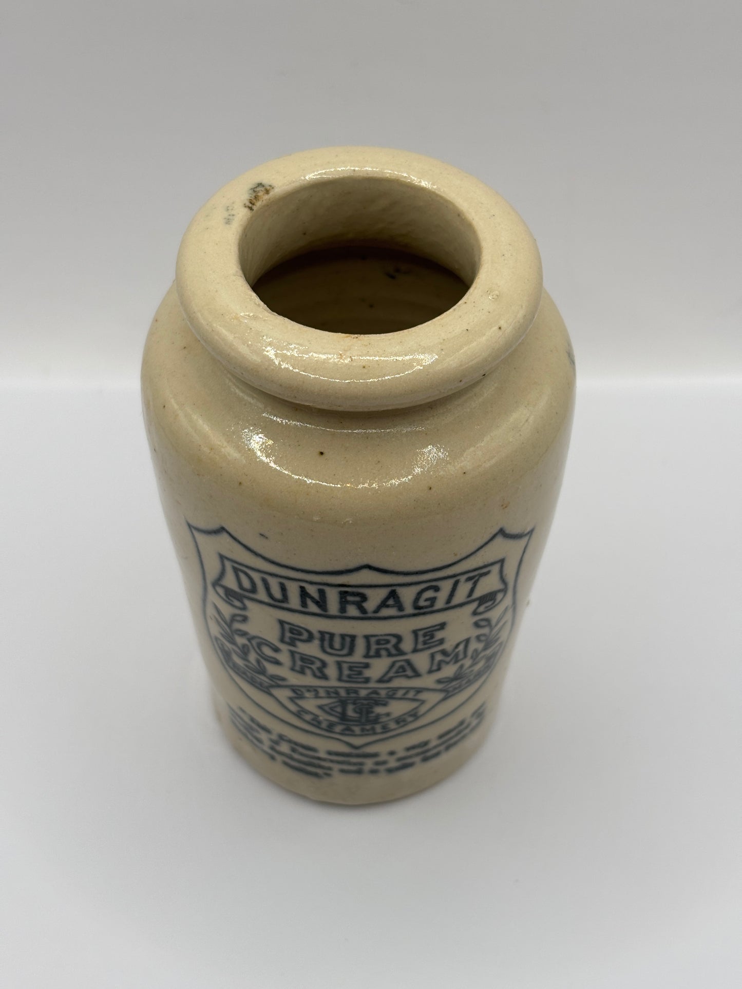 Old advertising cream pot, Dunragit preserved cream