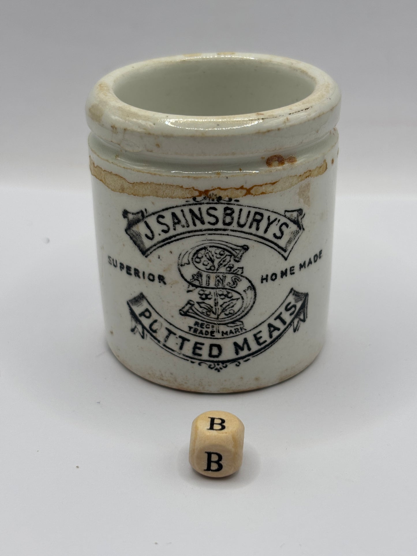 Old sainsburys advertising pot, home made potted meats (B)