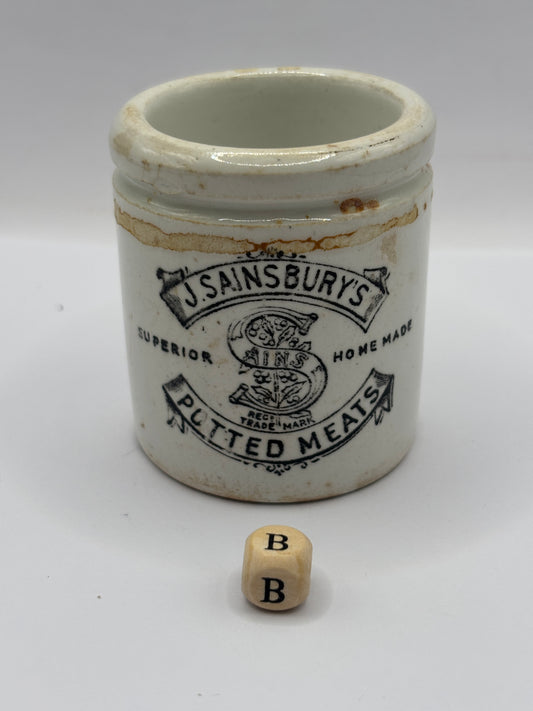 Old sainsburys advertising pot, home made potted meats (B)