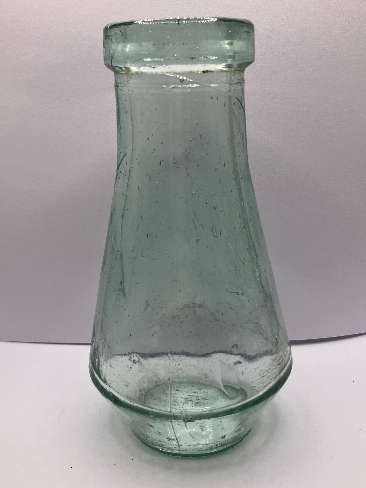 Aqua glass jar, mustard?