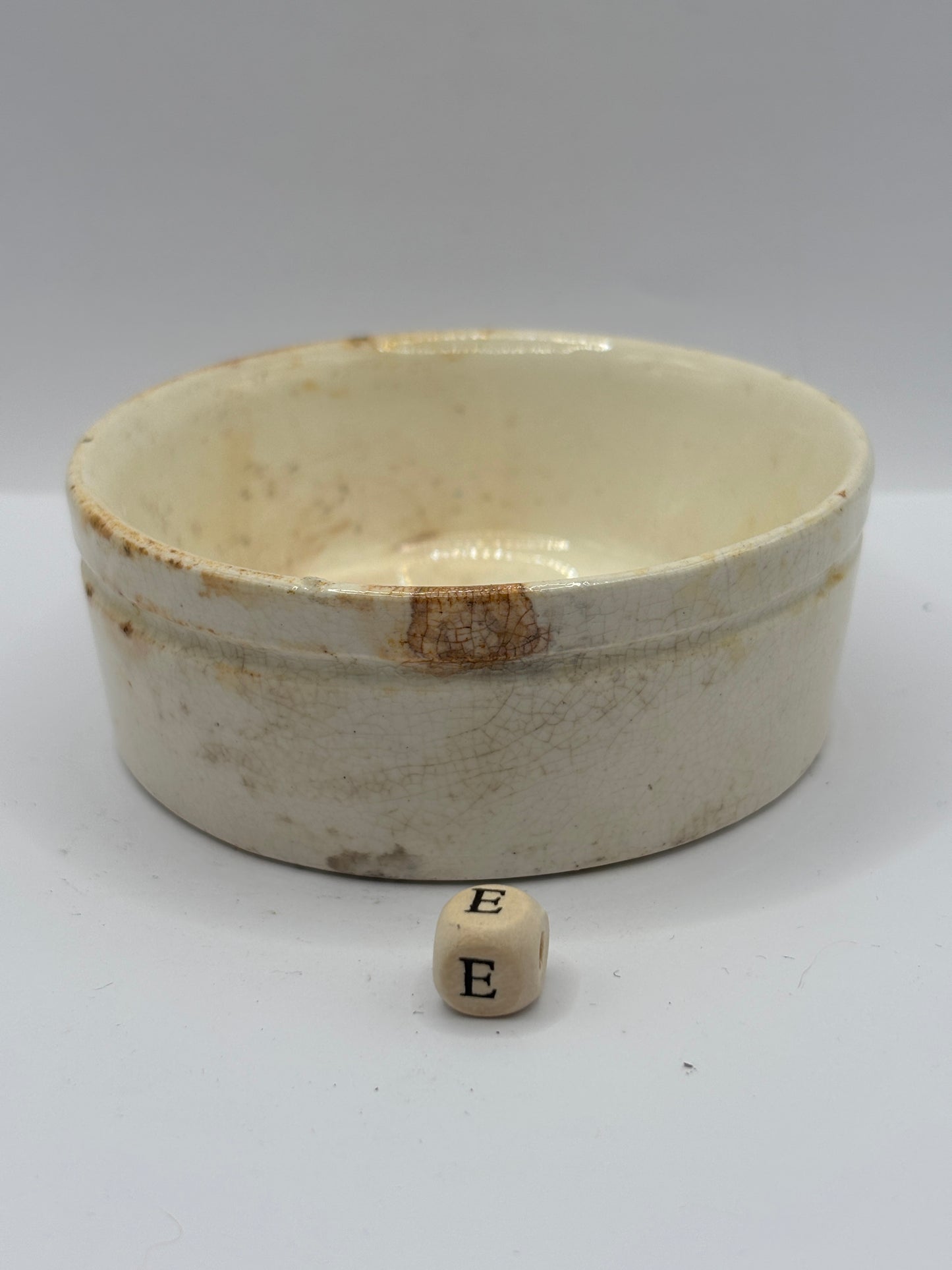 Old plain stoneware meat paste pot, potted meat (E)