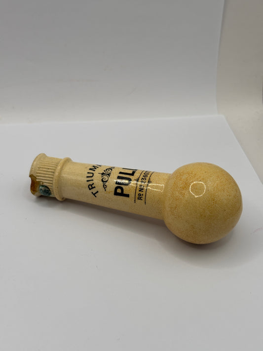 Old stoneware toilet pull, triumph. Chippy