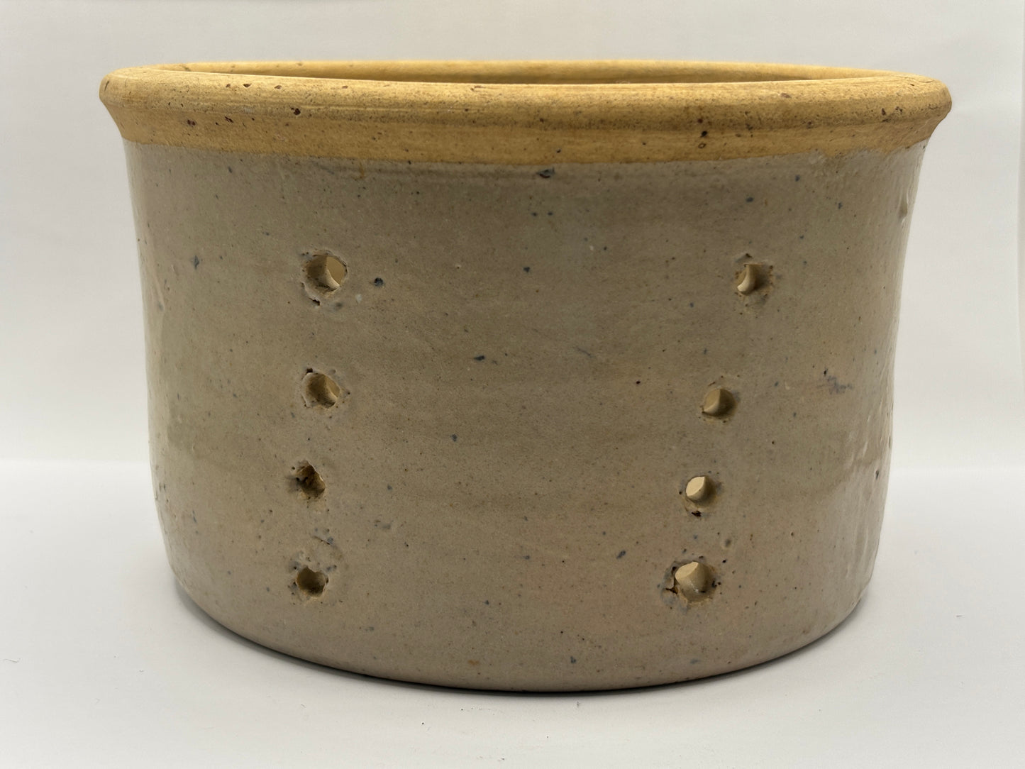 Old large french stoneware cheese strainer