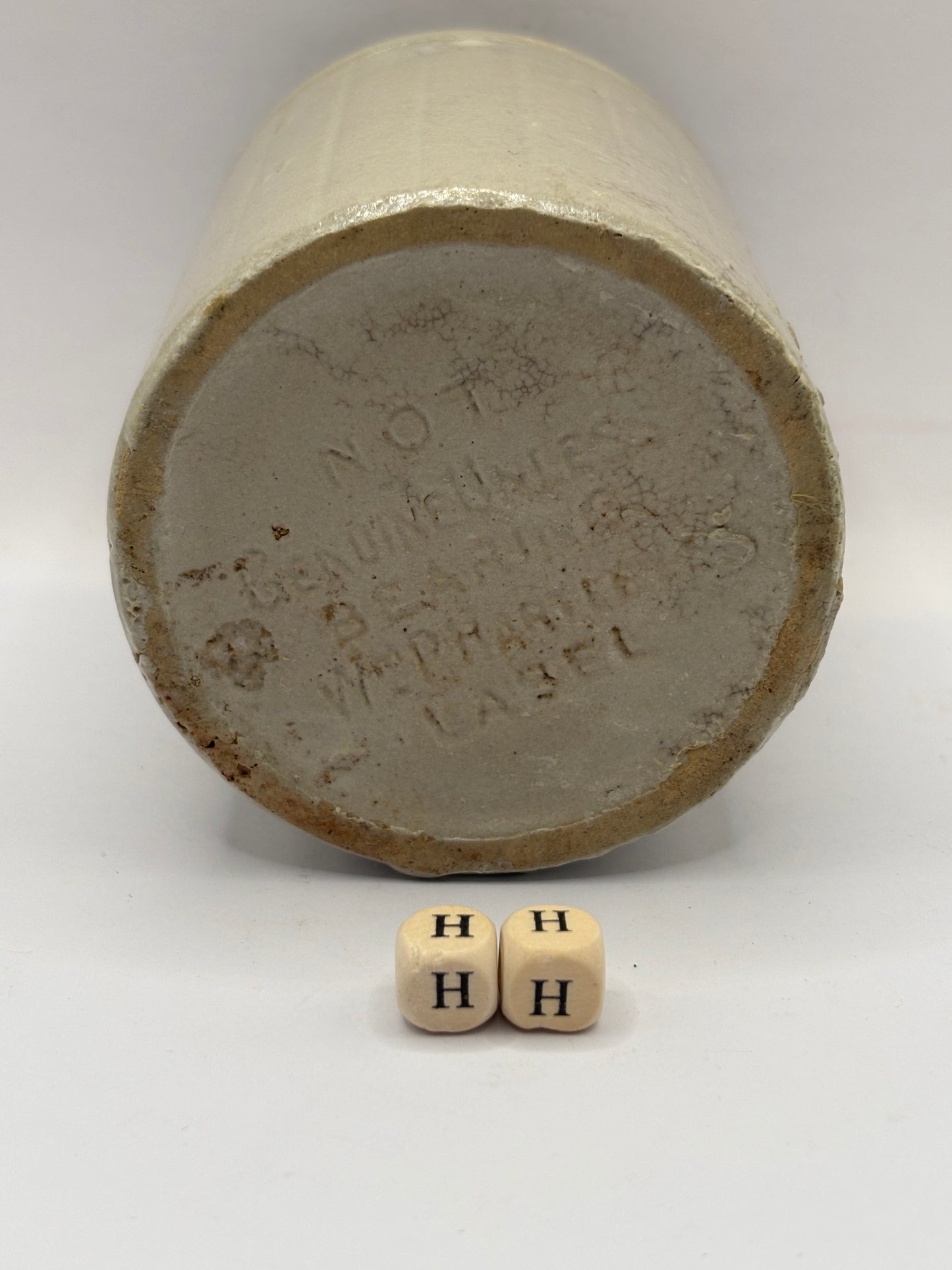 Old 1lb ribbed stoneware jam pot (HH) Hartleys