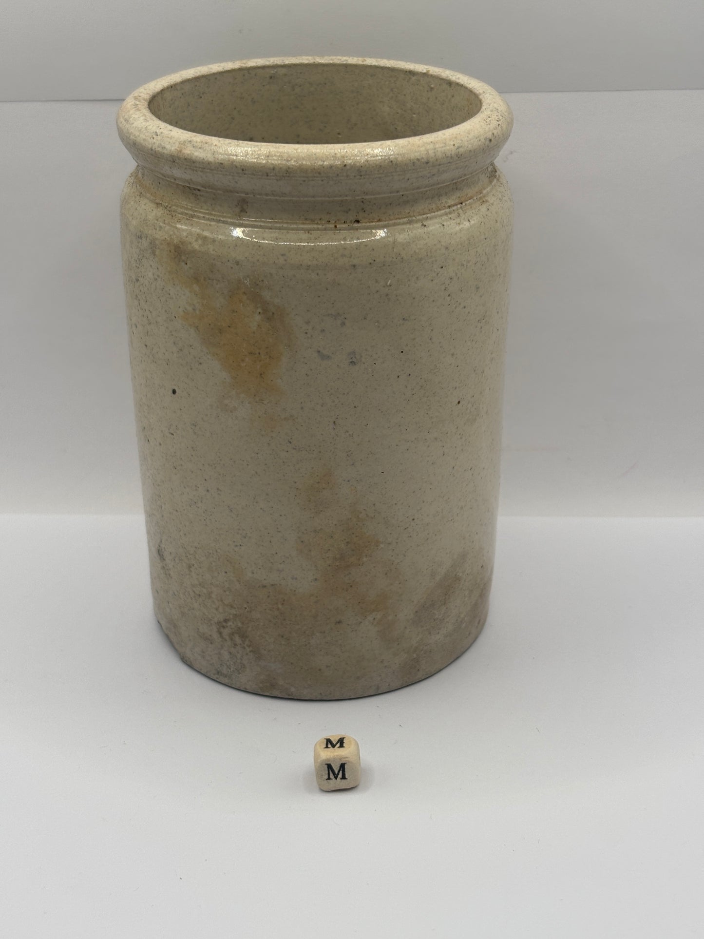 Old 2lb rolled top stoneware marmalade pot (m)
