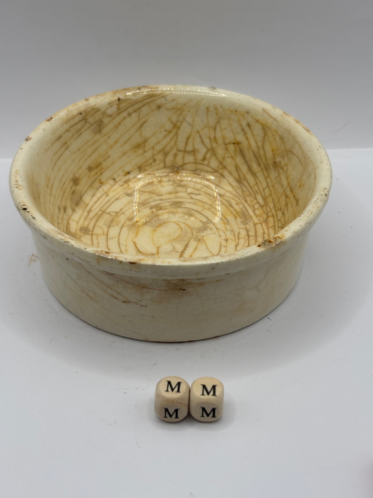 Old large plain stoneware meat paste pot, potted meat (MM)