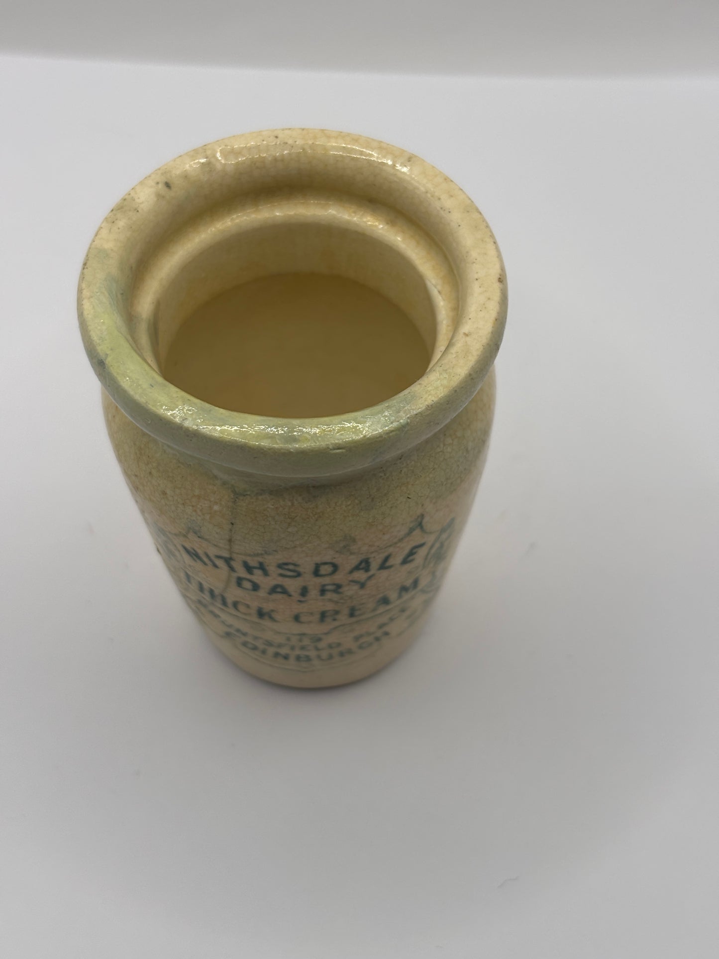 Old advertising cream pot, Nithsdale dairy thick cream
