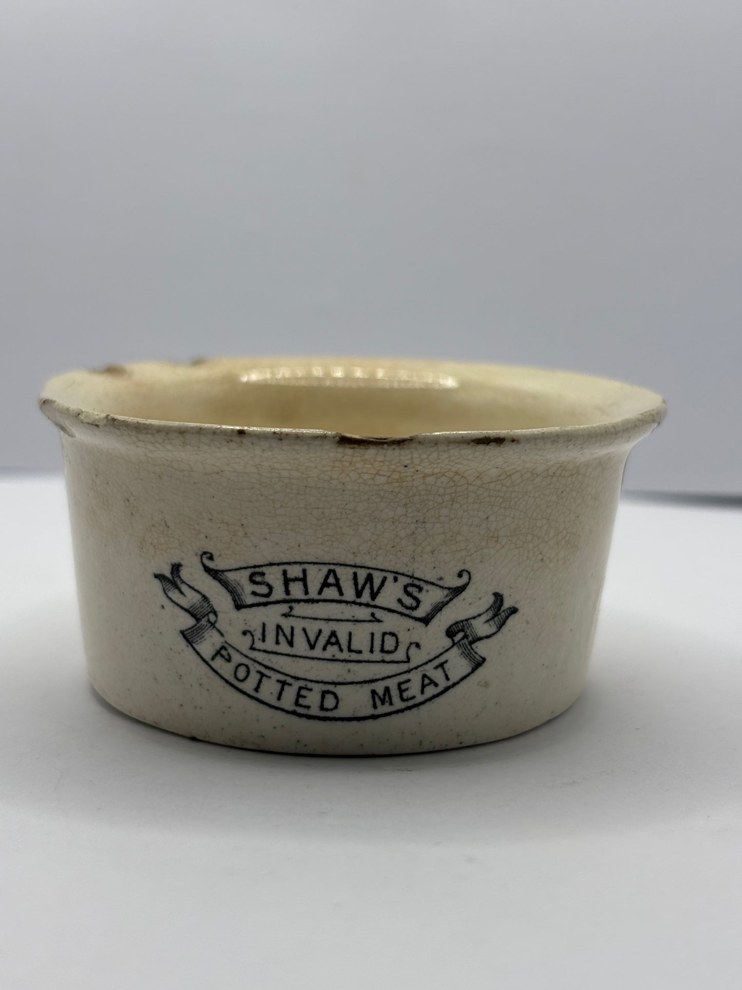 Small shaws invalid potted meat jar