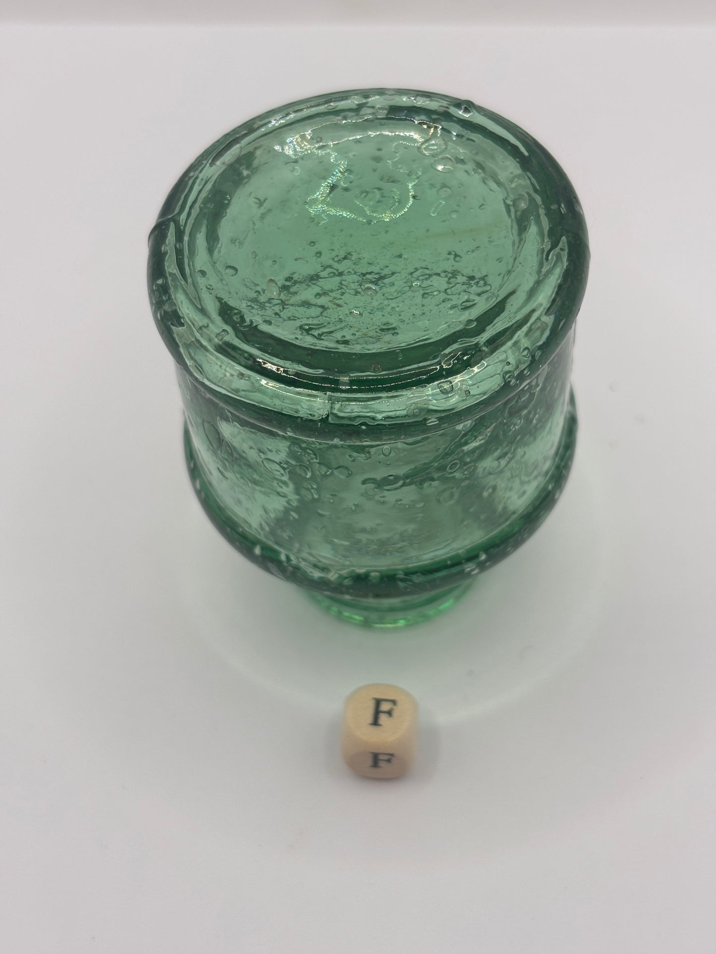 Old glass ink bottle, inkwell (F)