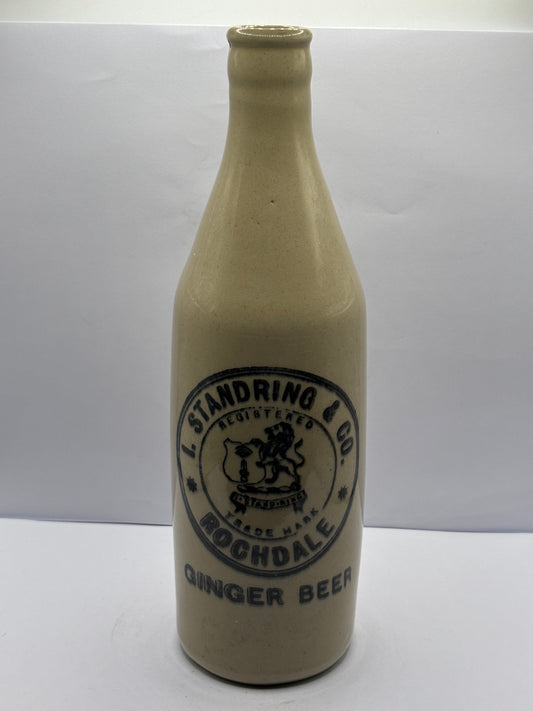 Old stoneware ginger beer bottle, I.Standring & Co Rochdale