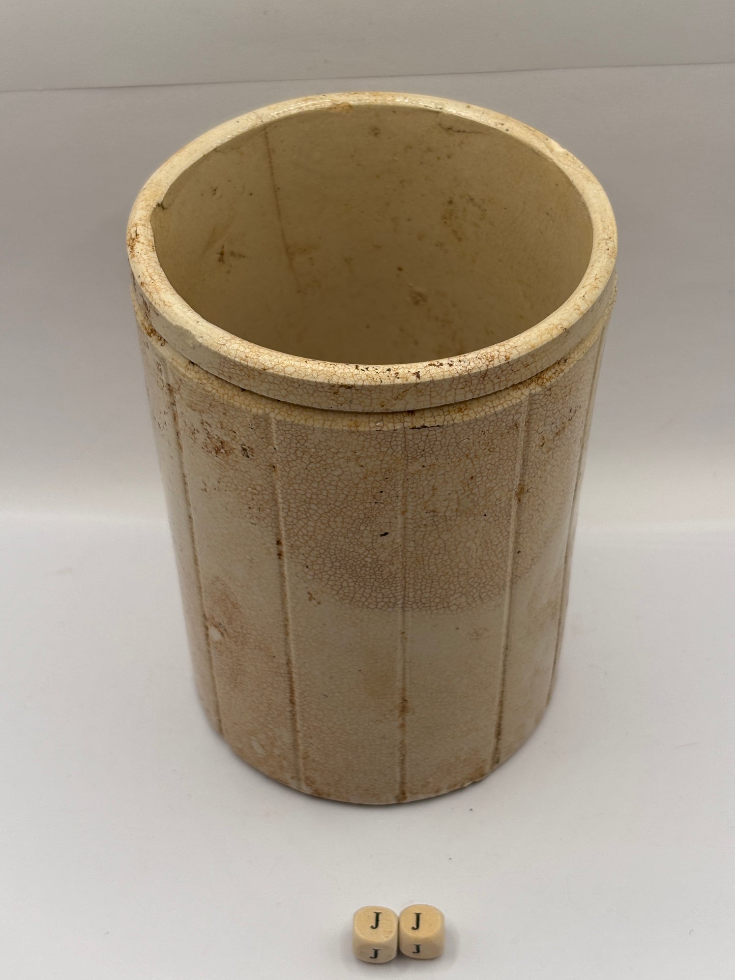 Old 2lb ribbed stoneware jam pot (JJ) Hartley’s