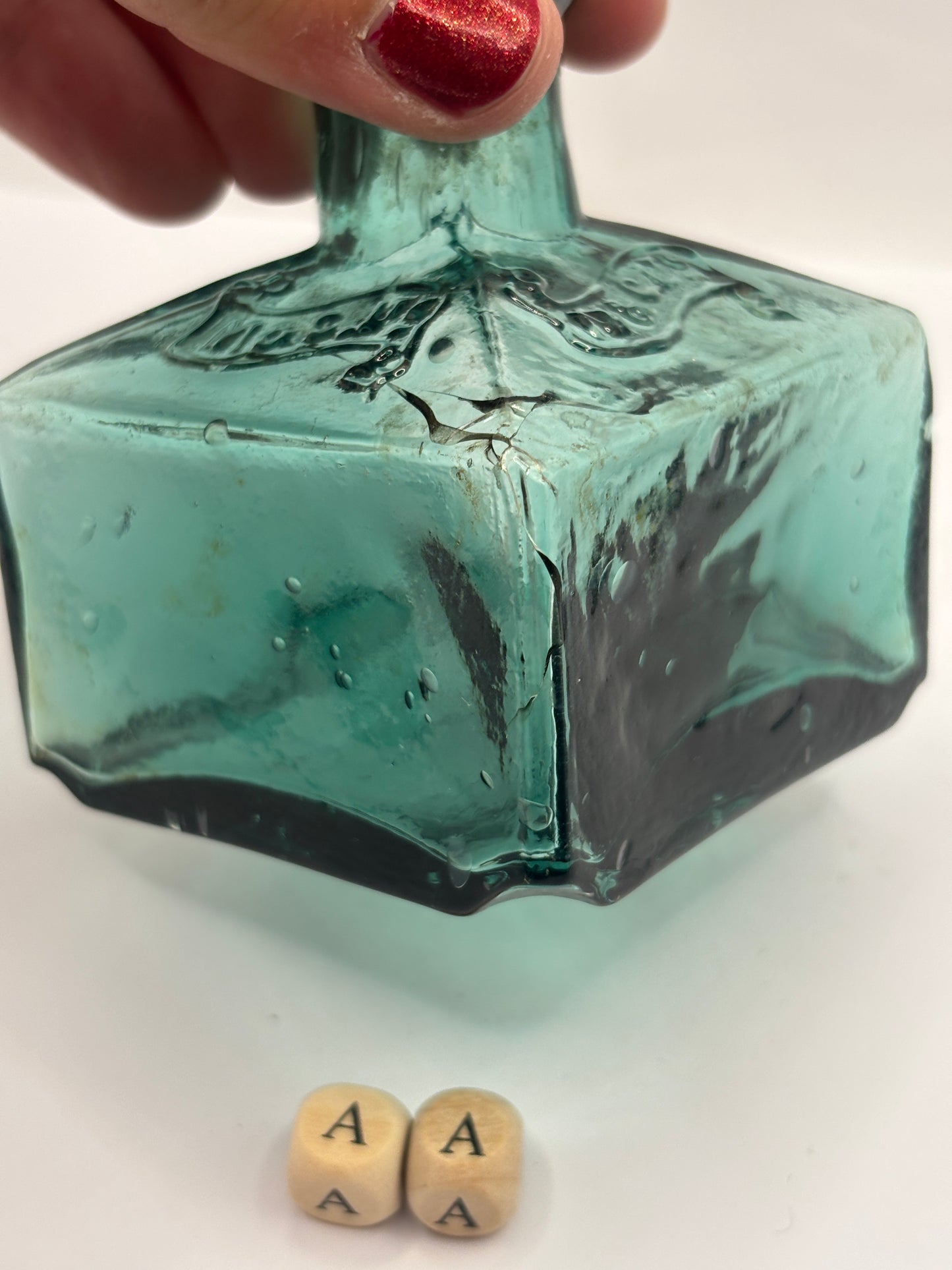 Large green advertising inkwell, ink bottle. M&Co DAMAGED (aa)