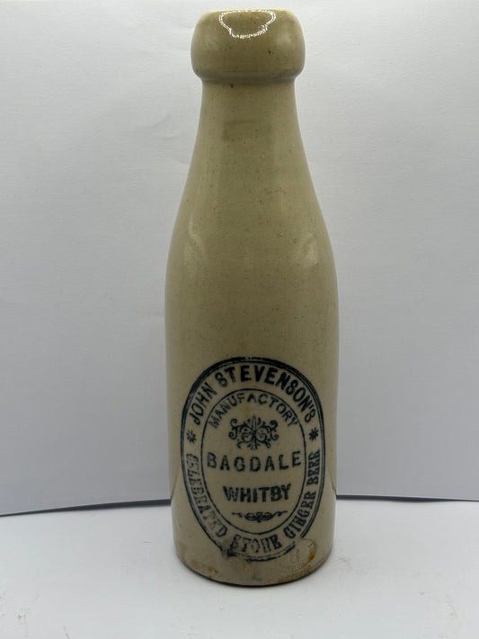 White stoneware ginger beer bottle, Bagdale whitby