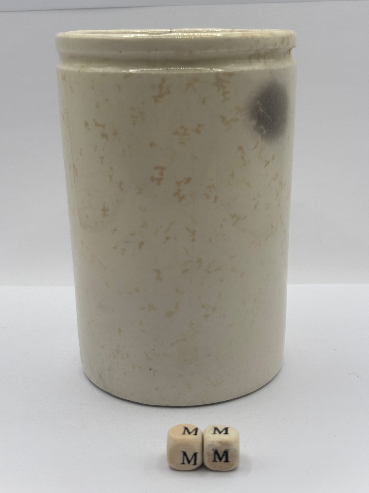Old 1lb ribbed stoneware jam pot (mm)