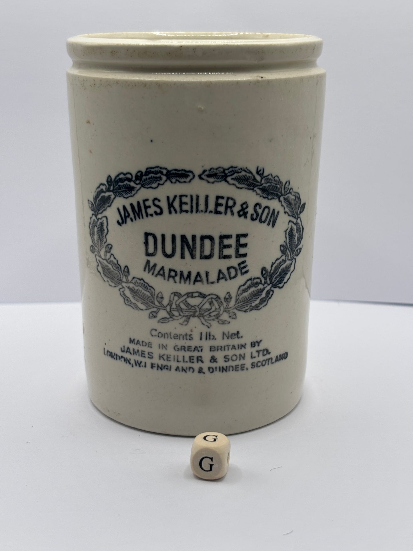 old 1lb James Keiller Dundee marmalade jar (G)