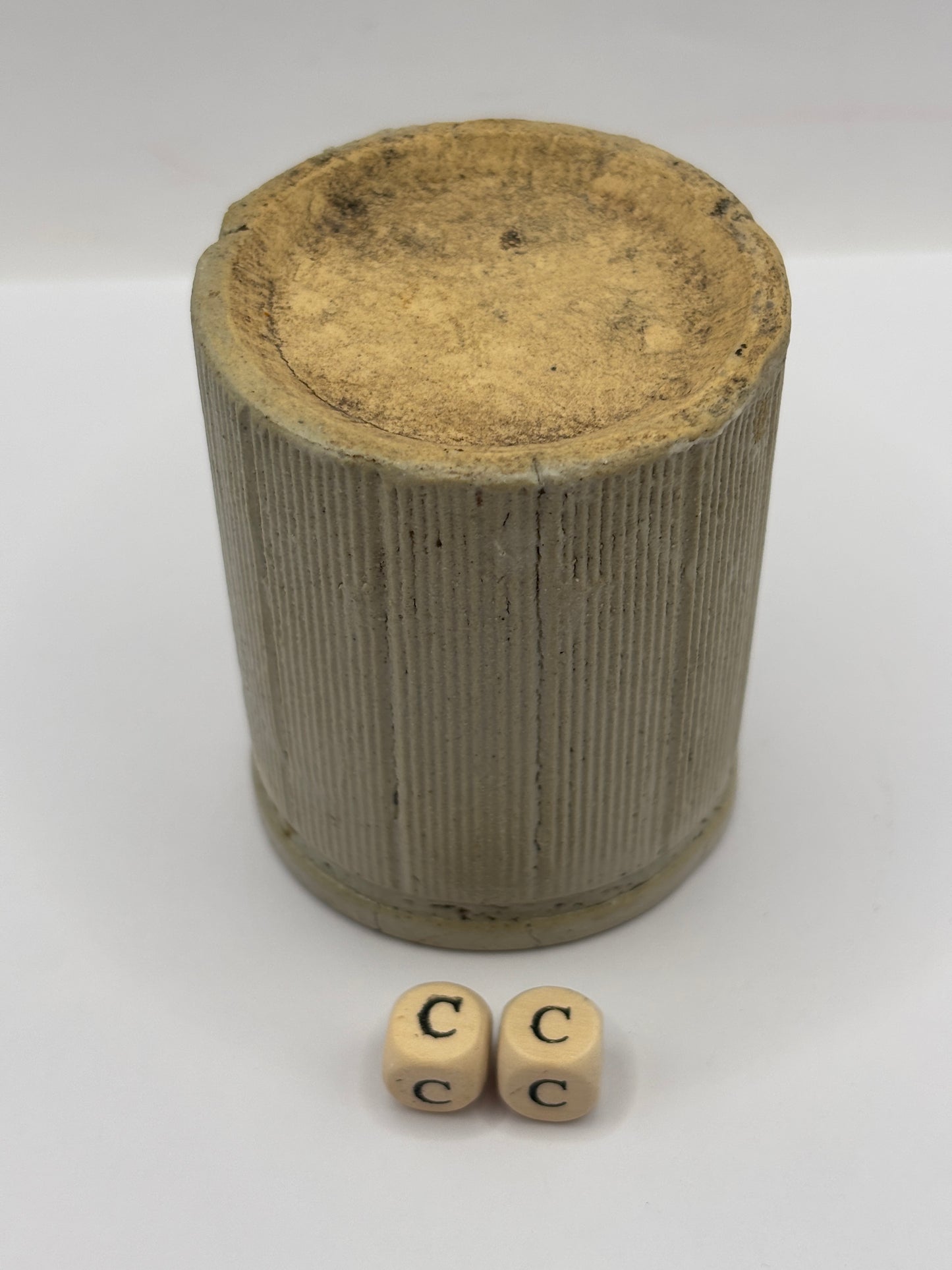 Old mini ribbed stoneware jam pot (cc)