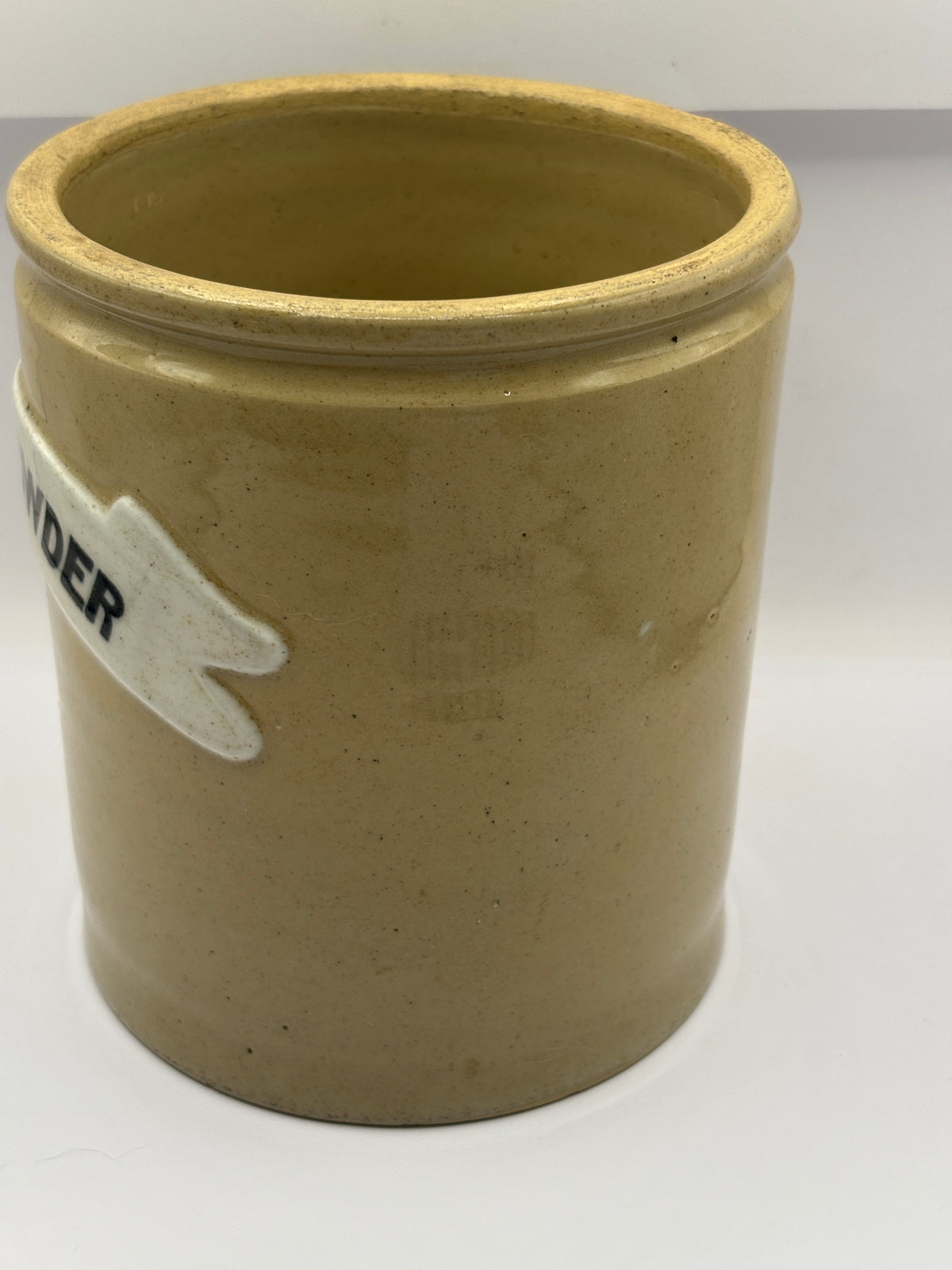 Old stoneware Baking powder jar
